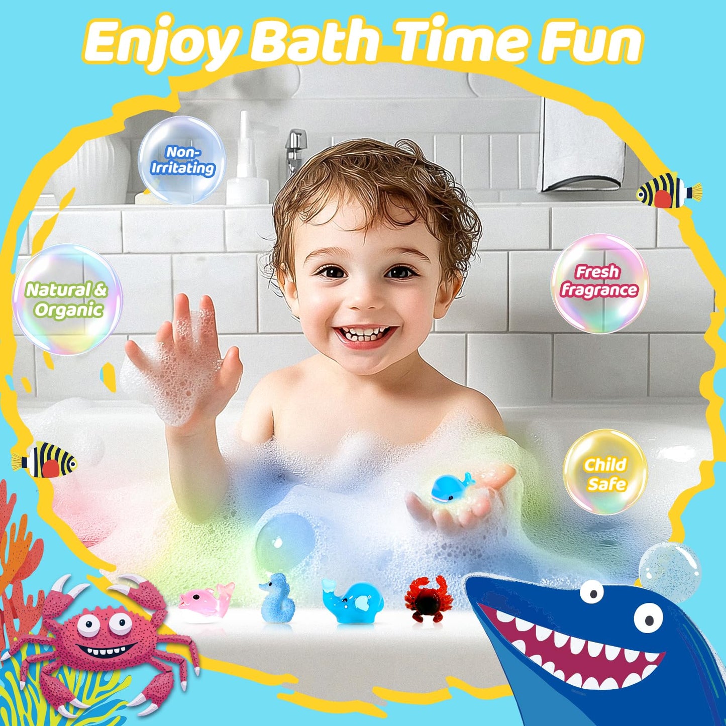 30 Bath Bombs for Kids with Toys Inside, Kids Bath Bombs Gift Set with 30 Sea & Land & Sky Animal Surprise Toy, Natural Organic Bubble Bath Toys, Christmas Gifts for Girls Boys, Stocking Stuffers