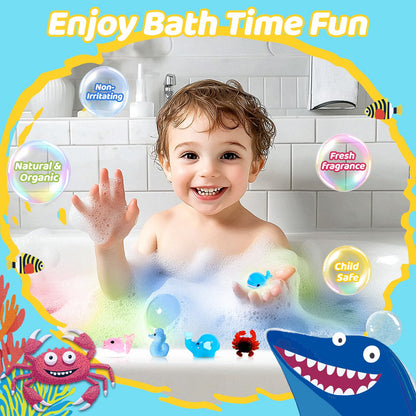 30 Bath Bombs for Kids with Toys Inside, Kids Bath Bombs Gift Set with 30 Sea & Land & Sky Animal Surprise Toy, Natural Organic Bubble Bath Toys, Christmas Gifts for Girls Boys, Stocking Stuffers