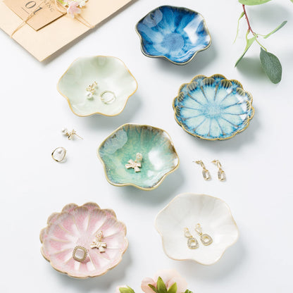 Jewelry Dish Tray, Ring Dish, Ceramic Trinket Tray, Key Bowl, Decorative Plate, for Friends Sisters Daughter Mother(Light Green)