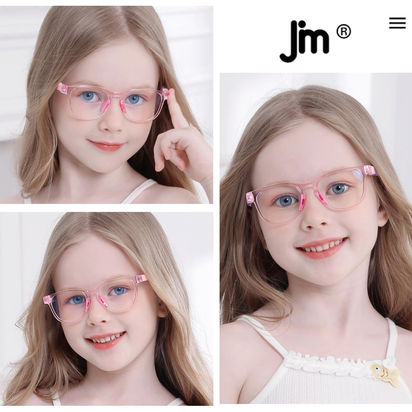 JM Kids Blue Light Glasses, Computer Gaming Grasses for Girls Boys Age 3-10, Anti Blue Ray TR90 Eyeglasses