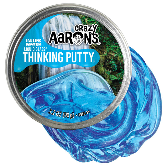 Crazy Aaron's Transparent Thinking Putty - 4" Falling Water Liquid Glass See Through Putty Tin - 90 Grams, Never Dries Out - Made in USA