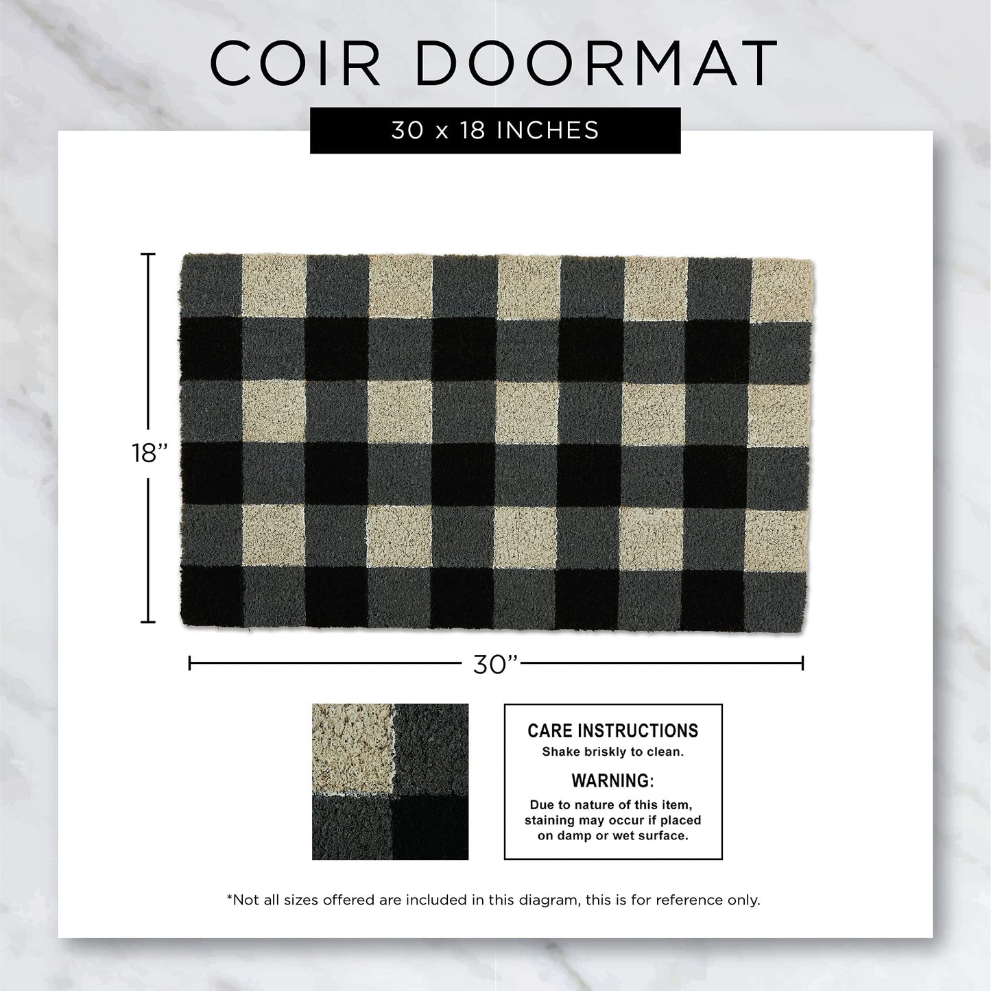 DII Natural Coir Geometric Modern Outdoor Door Mat, Front Porch Décor, 17x29, Harlequin
