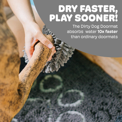 Dog Gone Smart Dirty Dog Doormat - Fast Drying Rug with Super Gripper Backing for Clean Floors - Super Absorbent and Machine Washable Mat for Muddy Paws - Cool Grey