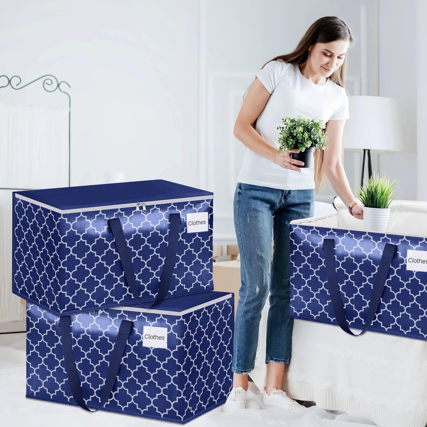 Fabspace Moving Bags, Extra Large Moving Supplies, Heavy Duty Storage Bags, Packing Bags with Reinforced Zippers & Handles, Collapsible Packing Boxes, Storage Totes for Moving, Packing, 88L, 8 Packs