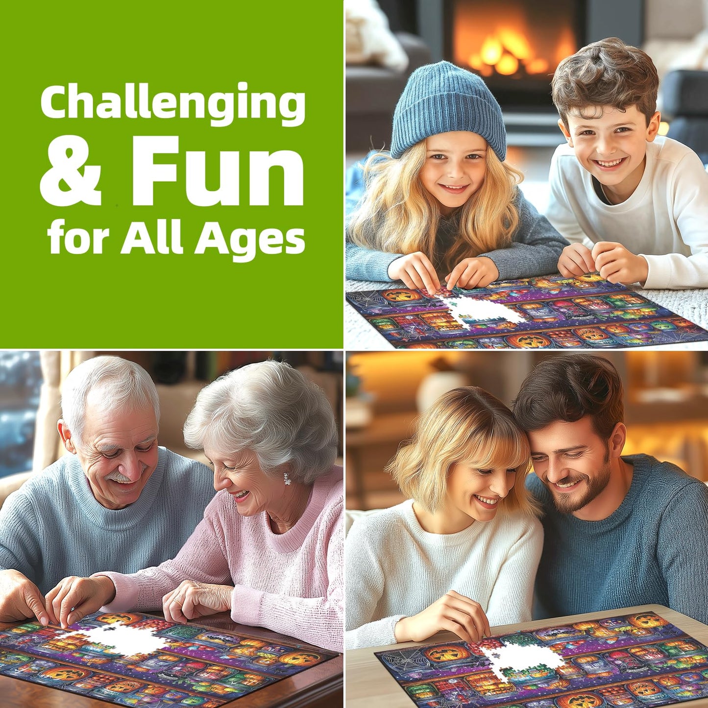 Halloween 1000 Piece Puzzles for Adults, Halloween Spider Candy Jar for Adults, Hard Challenge Art Jigsaw Puzzles, for Gifts Birthday Party Games Family, 27.5 * 19.7 inch Dust Free Puzzle