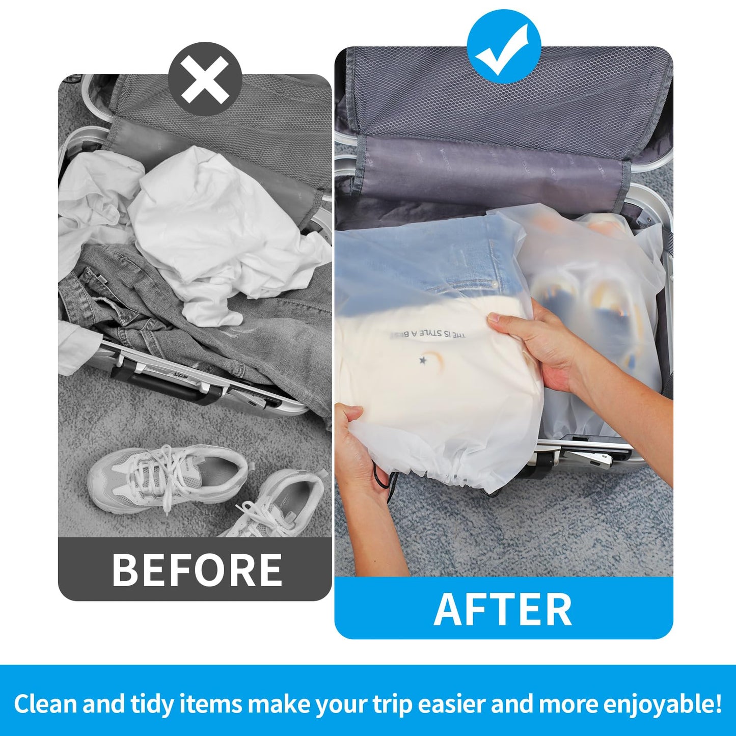 Clear Shoe Bags - 10 PCS, 15.7" x 11.8", Drawstring Travel Shoe Bags for Packing, Waterproof Dustproof Portable Shoe Storage for Men and Women