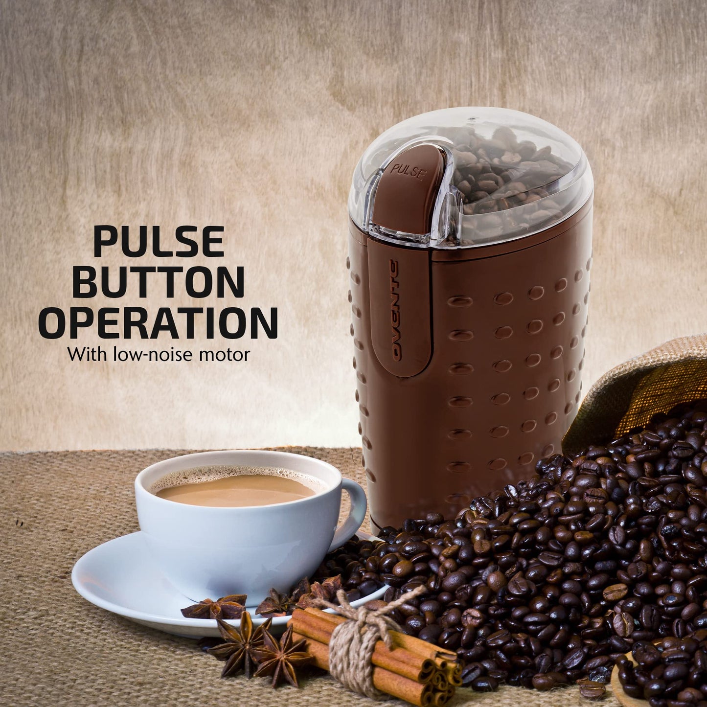 OVENTE Electric Coffee Grinder for Beans, Spices and More, 2.5Oz Compact Grinding Mill, Spice Grinder with Stainless Steel Blade, Pulse Button Operation and Transparent Easy to Open Lid, Black CG225B