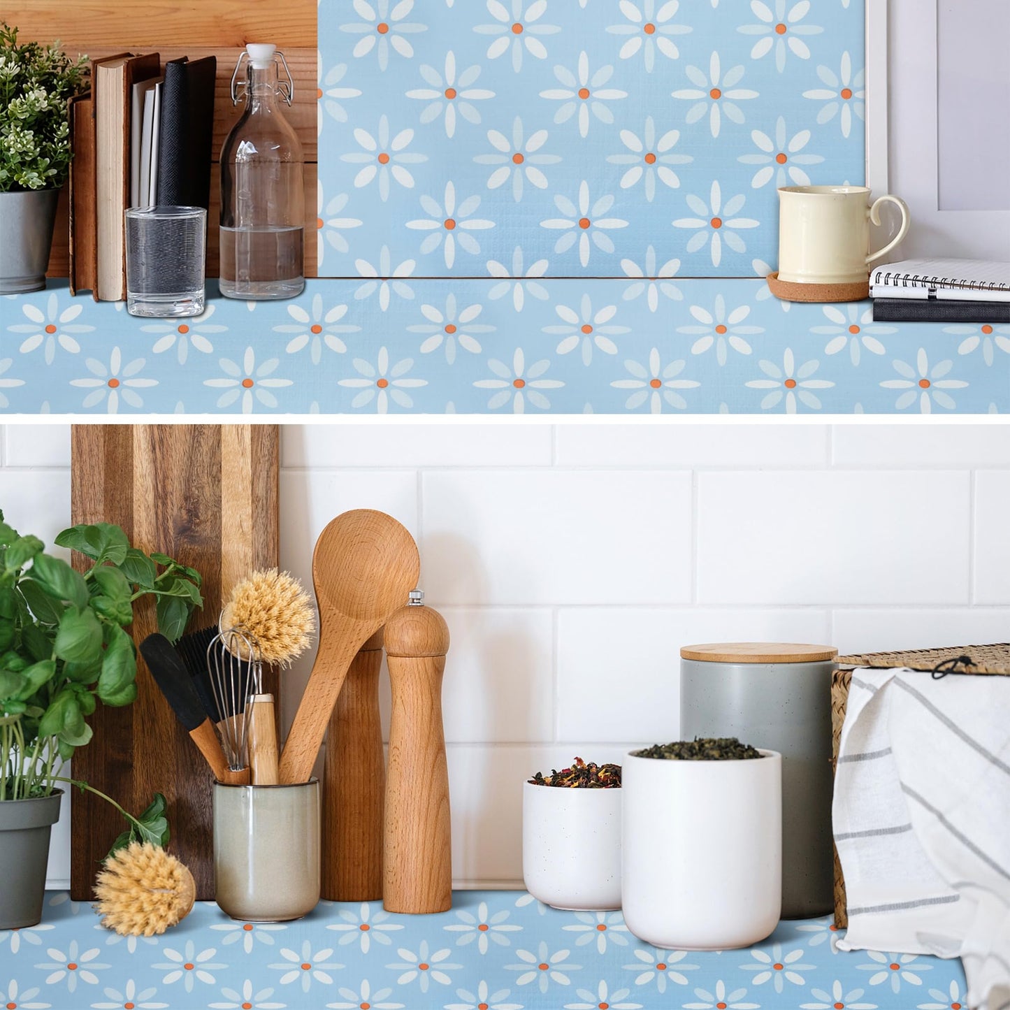 18" W x 96" L Floral Drawer and Shelf Liner for Cabinets, Non-Adhesive Strong Grip Non-Slip Flower Shelf Cabinet Kitchen Shelf Liners for Kitchen Cabinets