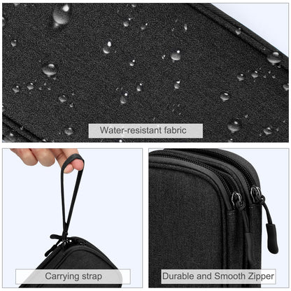 FYY Travel Cable Organizer Pouch Electronic Accessories Carry Case Portable Waterproof Double Layers All-in-One Storage Bag for Cord, Charger, Phone, Earphone Black