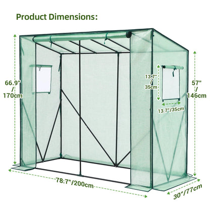 Lean to Greenhouse for Outdoors: Ohuhu Portable Tomato Green House Heavy Duty with Roll-Up Zippered Door, Tall Plastic Greenhouses for Outside Winter Plants Growing Shed for Backyard, 6.6x2.5x5.6 FT