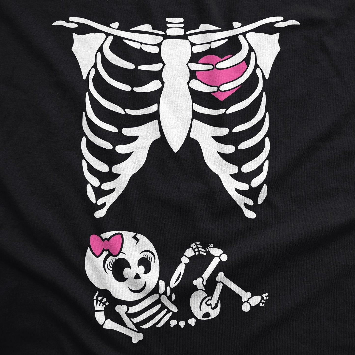 Crazy Dog Womens Maternity T Shirt Funny Skeleton It's A Girl Baby Annoucement Halloween Graphic Novelty Tee Cute Pregnancy Announcement Halloween Costume Black L