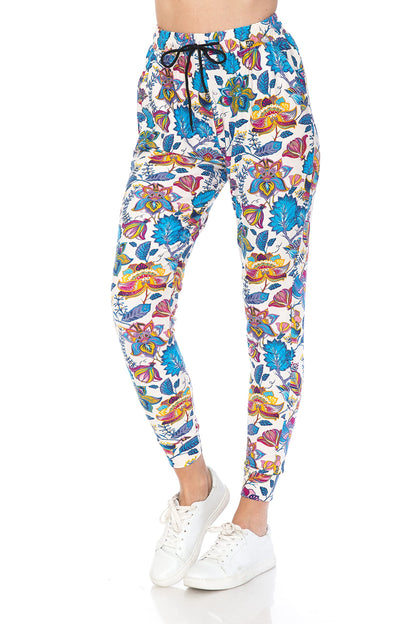 Leggings Depot Wonderful Forest Print Jogger Track Pants w/Pockets-JGAX-R798-2X