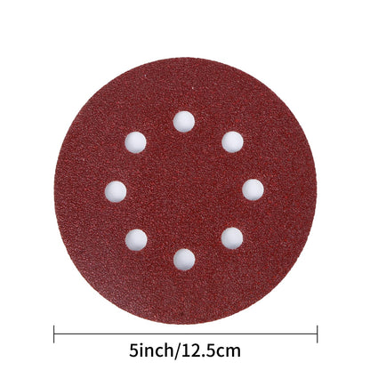 100PCS 5 Inch 8 Holes Sanding Discs 60 120 240 400 600 800 1000 1200 1500 2000 Grit Sandpaper Sander Round Sand Paper (100pcs 60-2000 grit)
