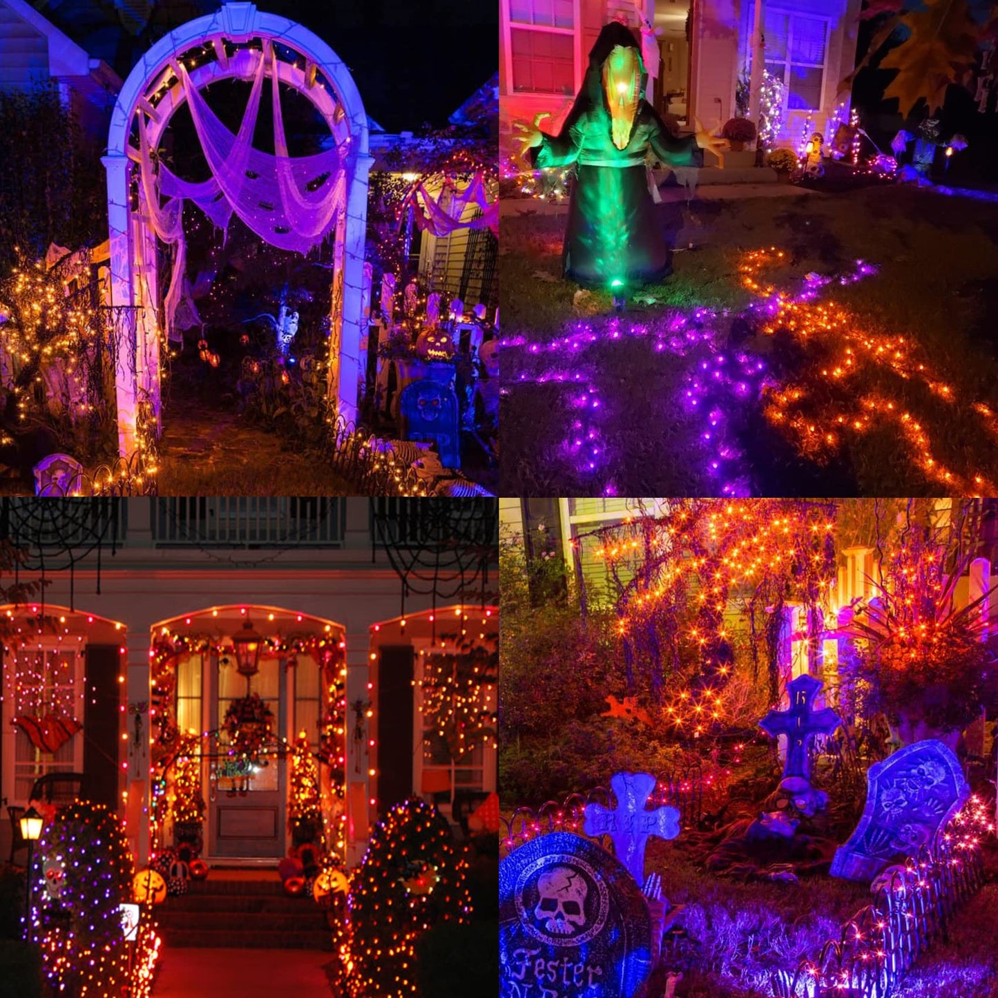 Halloween String Lights with Music Sync Spooky Sounds - 6 Lighting Modes, 300 LED Lights for Haunted Party Yard Room Decor (Orange)