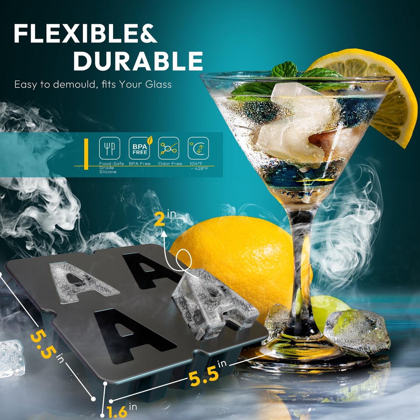 Customized Letter B Ice Cube Mold -Letter Silicone Ice Mold for Custom Ice Cube Mold and Baking Chocolate, Ice Cube Molds for Cocktails & Whiskey for Thanksgiving and Halloween