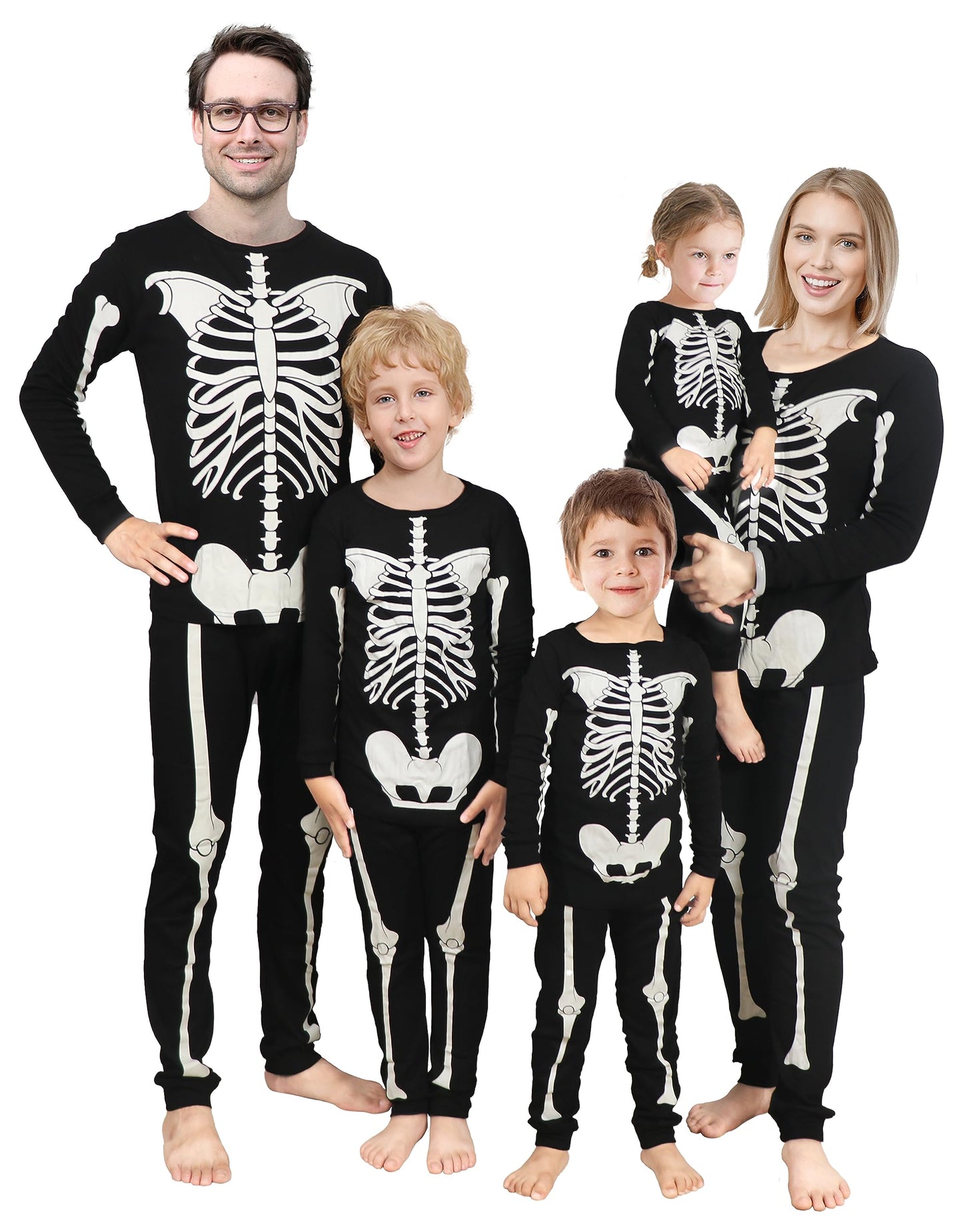 Family Feeling Baby Infant Holiday Halloween Skeleton Black Matching Family Long Sleeves Pajamas Set Size 12-18 Monthes