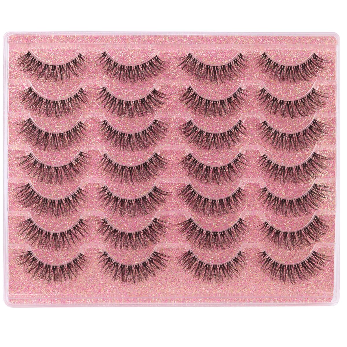 14mm Lashes Natural Look Wispy Eyelashes Faux Mink Lashes Clear Band Short Natural False Lashes Cat Eye Daily Soft Strip Lashes Pack by Kiromiro