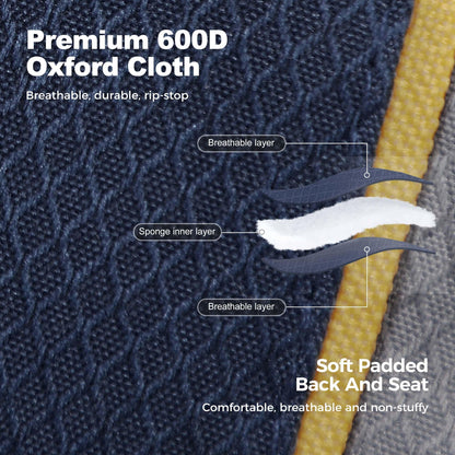 LET'S CAMP Folding Camping Chair Oversized Heavy Duty Padded Outdoor Chair with Cup Holder Storage and Cooler Bag, 450 LBS Weight Capacity, Thicken 600D Oxford,2 Pack