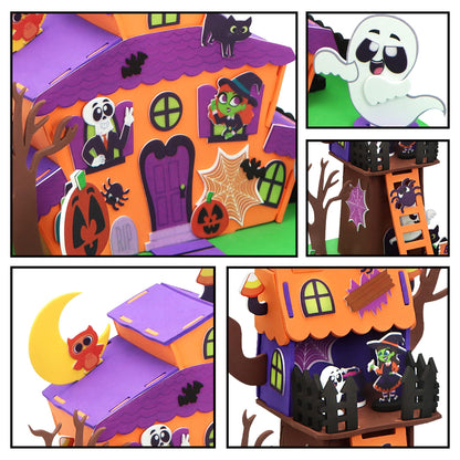 JOYIN 2 Pack Halloween Foam Craft Kit, Party Favors for Kids, 3D Tree House and Pumpkin Haunted House, Halloween Art and Craft DIY Kits, School Activities Game Party Decoration
