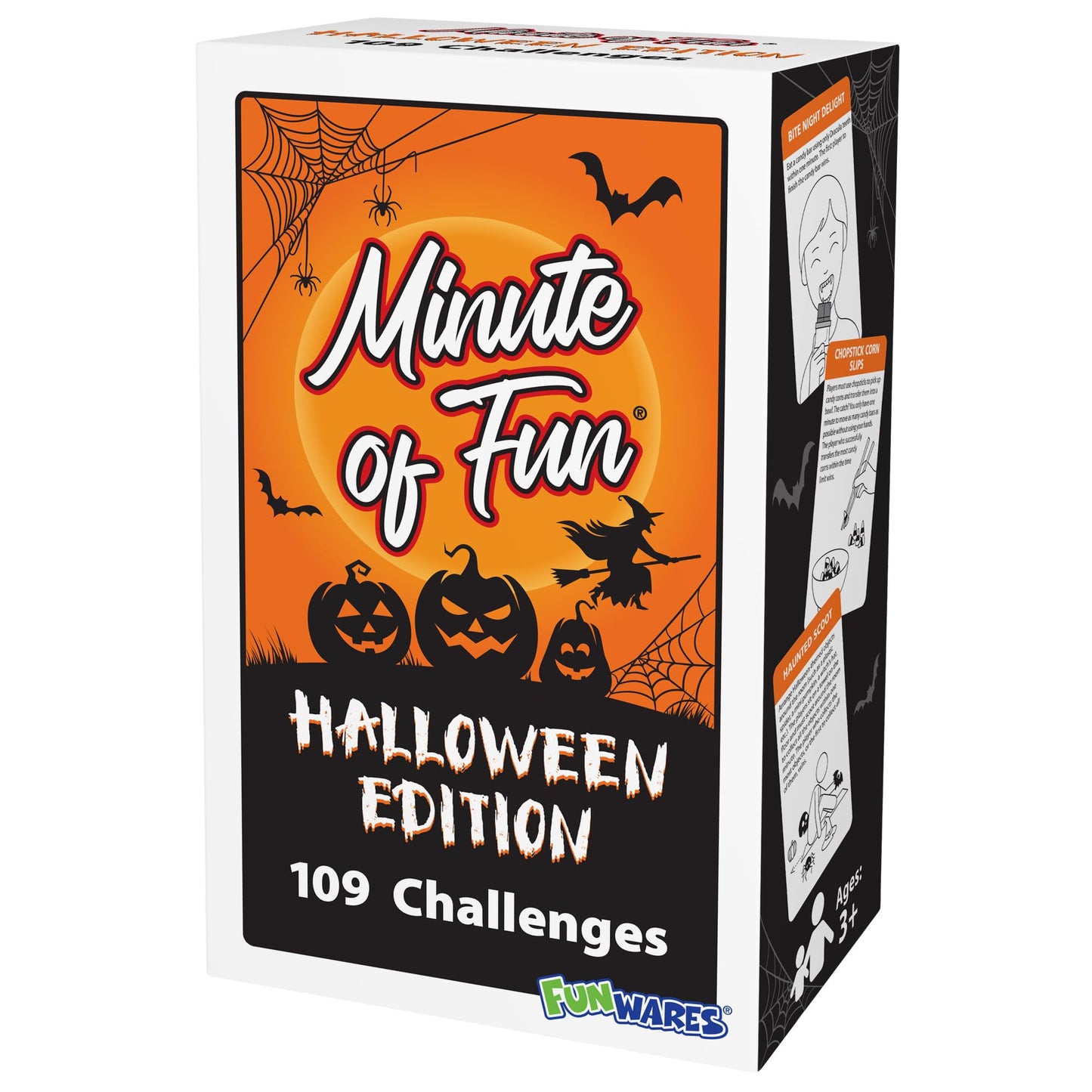 Funwares Minute of Fun Game - Minute to Win It Games for Kids, Adults, Teens, Families, Game Night, Gift for Home, Birthdays, or Travel. 2-12 Players! Halloween Edition - 100 Challenges