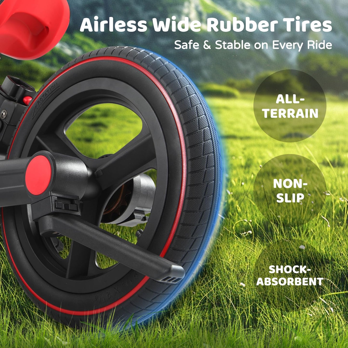 JMMD Toddler Bike with Push Handle for Kids 18-60 Months, 6 in 1 Foldable Push Bike with Training Wheels, Pedals, Brakes, Kickstand, Kid Balance Bike Gift & Toys for Boy & Girl, Black