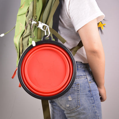 Extra Large Collapsible Dog Bowl, 3L XL Travel Dog Bowl, Foldable Travel Water Dish, 102oz X-Large Portable Collapsable Traveling Bowls with Carabiner for Dogs Walking, Hiking (Red)
