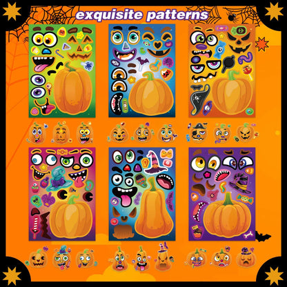 Halloween Stickers for Kids 24 Sheets Make a Pumpkin Face Stickers Pumpkin Decorating Sticker, Halloween Party Games, Make Your Own Sticker Fall Autumn Thanksgiving Party Favors Crafts