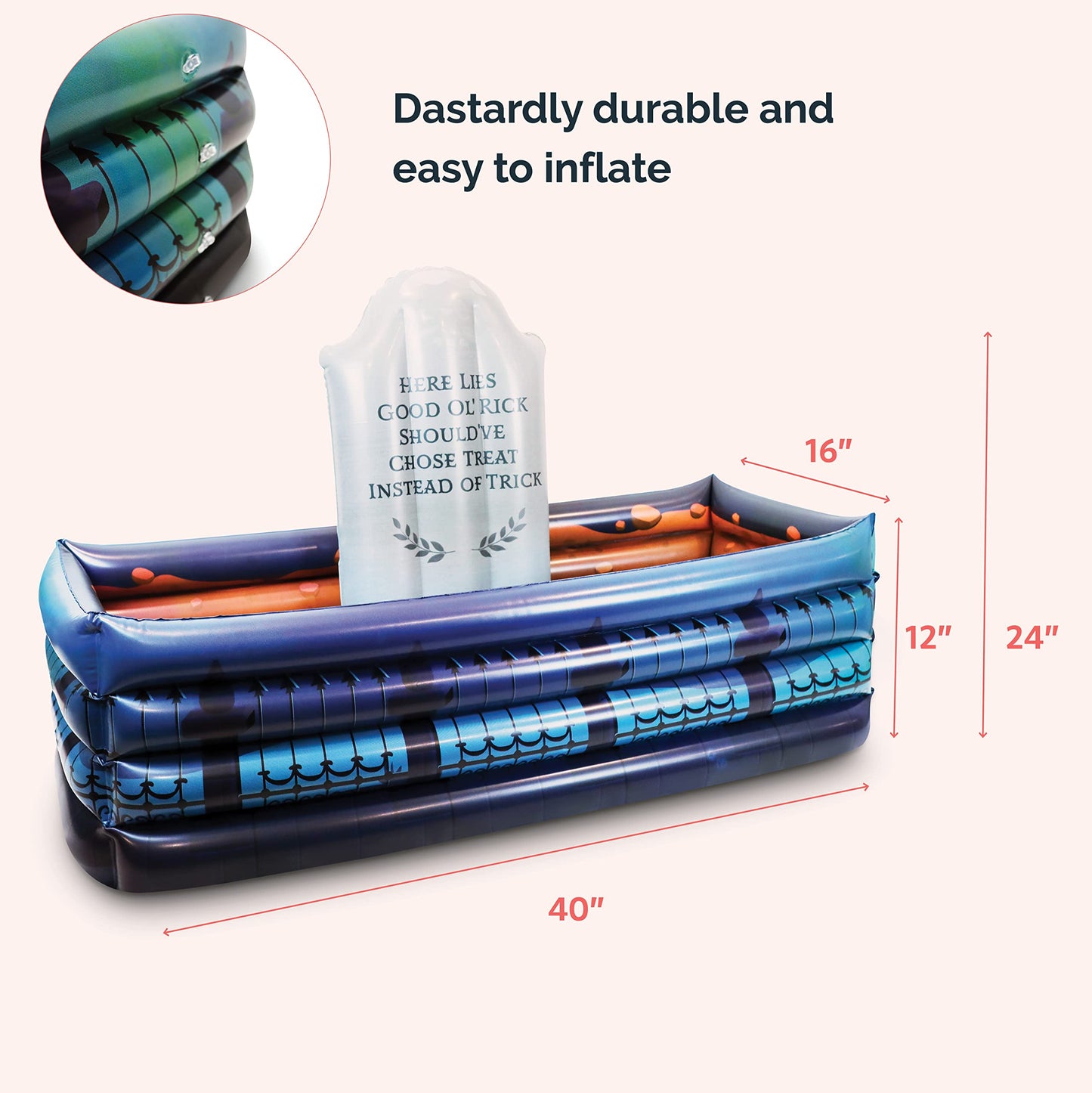 40" Inch Summerween Inflatable Outdoor Graveyard Halloween Candy Holder Bowl - Up to 120 Drink Beverage Cooler and Ice Chest Halloween Party - Inflables De Halloween Enfriador Candy Caldron