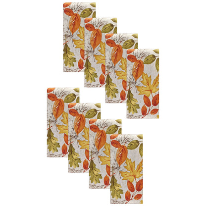 Elrene Home Fashions Autumn Leaves Printed Fall Cloth Dinner Napkins, 17" x 17", Set of 8