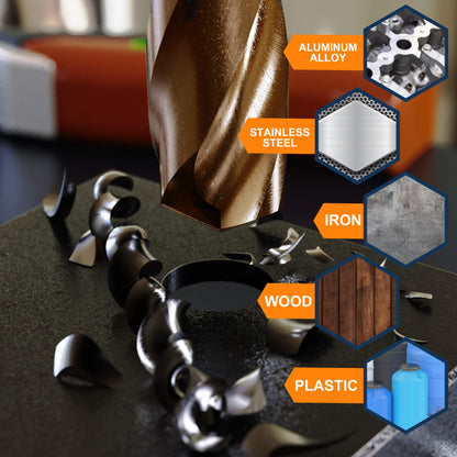 Cobalt Drill Bit Set 12mm - 5pcs, M35 Twist Drill Bits Straight Shank, 12mm High Speed Steel Drill Bits for Drilling in Hard Metal, Stainless Steel, Cast Iron