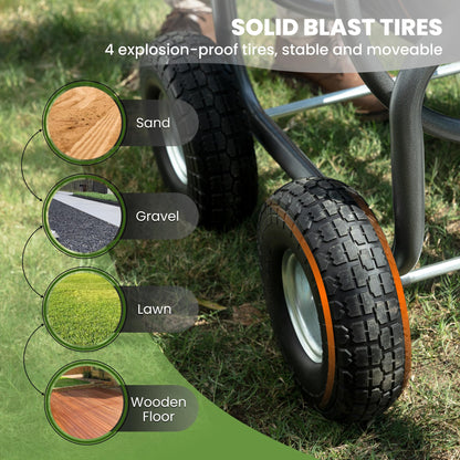 Giraffe Tools Hose Reel Cart, Hose Cart with Wheels Heavy Duty, Industrial Hose Reels for Outside, 250-Feet of 5/8" Hose Capacity, Hose Guide Pre-Installed