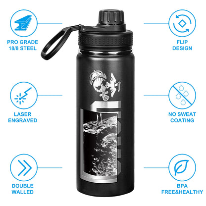 USMC 20oz Water Bottle | Marine Corps Double Wall Vacuum Insulated Stainless Steel | Disabled Vet Owned Business | USMC 20oz Water Bottle