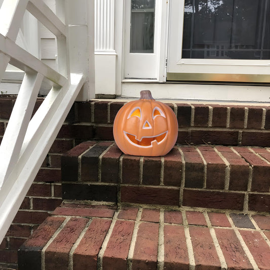 Halloween Pumpkin Lantern, Jack o Lanterns Light Up Pumpkin Decorations, Lighted Pumpkin with LED Bulb Indoor/Outdoor Pumpkin Decoration 11in