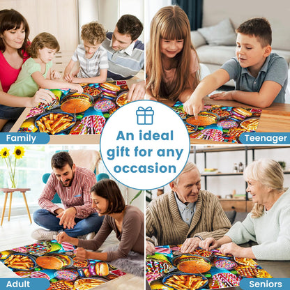 500 Piece Puzzle for Adults, Hamburger Jigsaw Puzzles, Youths Favorite Foods Puzzles 500 Pieces, Birthday and Barious Holiday Party for Family Kids and Adults, Funny Puzzle for Adults, 20.5x15 in