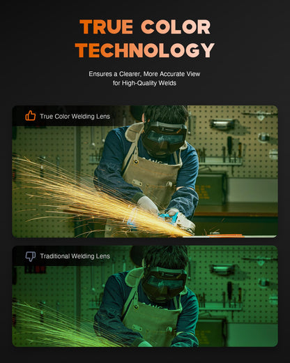 CREWORKS Auto Darkening Welding Goggles, Safety Glasses for Men With Wide Shade 4/5-9/9-13, Eye Protection Mask Helmet for Grinding Plasma Cutting TIG MIG Arc, Black