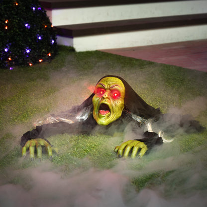 JOYIN Halloween Decoration Outdoor Zombie Groundbreaker, Halloween Outside Zombie Decor with Sound and Flashing Eyes, Scary Groundbreaker for Yard Lawn Graveyard Decorations, Haunted House Prop