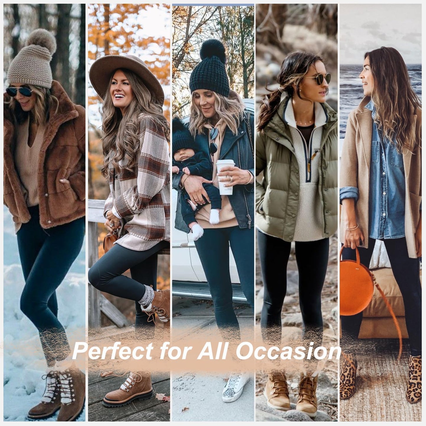 FuelMeFoot Women's Lined Thermal Leggings with Teddy Inner Fleece High Waist Leggings Warm Winter Sports Leggings Long Tights Yoga Trousers Running Trousers