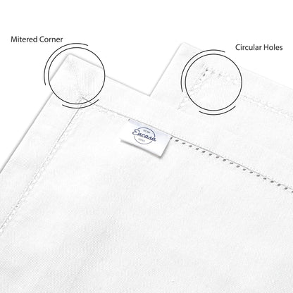 Encasa XO White Cloth Napkins Set of 4, 17"x17" | Cotton Hemstitched Design Dinner Napkins | Washable & Reusable Table Napkins for Holiday Dinners, Party, Wedding & Everyday Dining