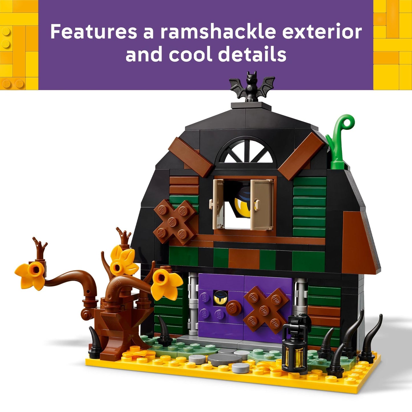 LEGO Halloween Barn Building Toy for Kids - Room Decor & Pretend Play Set for Boys & Girls, Ages 9+ - Gift for Halloween or Birthdays - Includes Scary Skeleton Minifigure - 40721