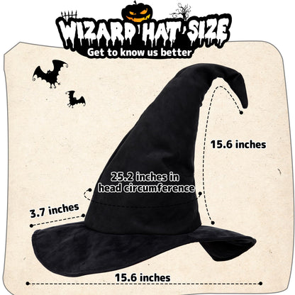 Ibeauti Witch Hat Women Adult Black Halloween Witch Costume Hat (Black)