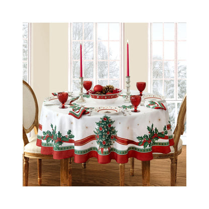 Elrene Home Fashions Villeroy & Boch Toy's Delight Christmas Fabric Tablecloth, Holiday Table Decor, 70" Round