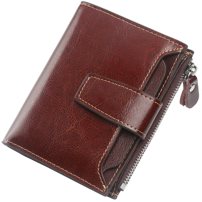 Lavemi Small Compact Women Wallet RFID Blocking Genuine Leather Bifold Purse with ID Windows(Coffee)