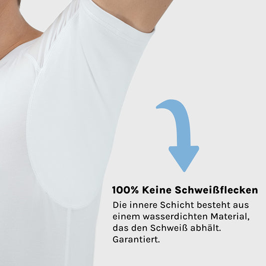 Fibershirts® Anti-Sweat Shirt - T-Shirt Against Sweat Stains - Anti-Sweat Undershirt - with ArmPads PRO & Silver Treatment - Men - V-Neck