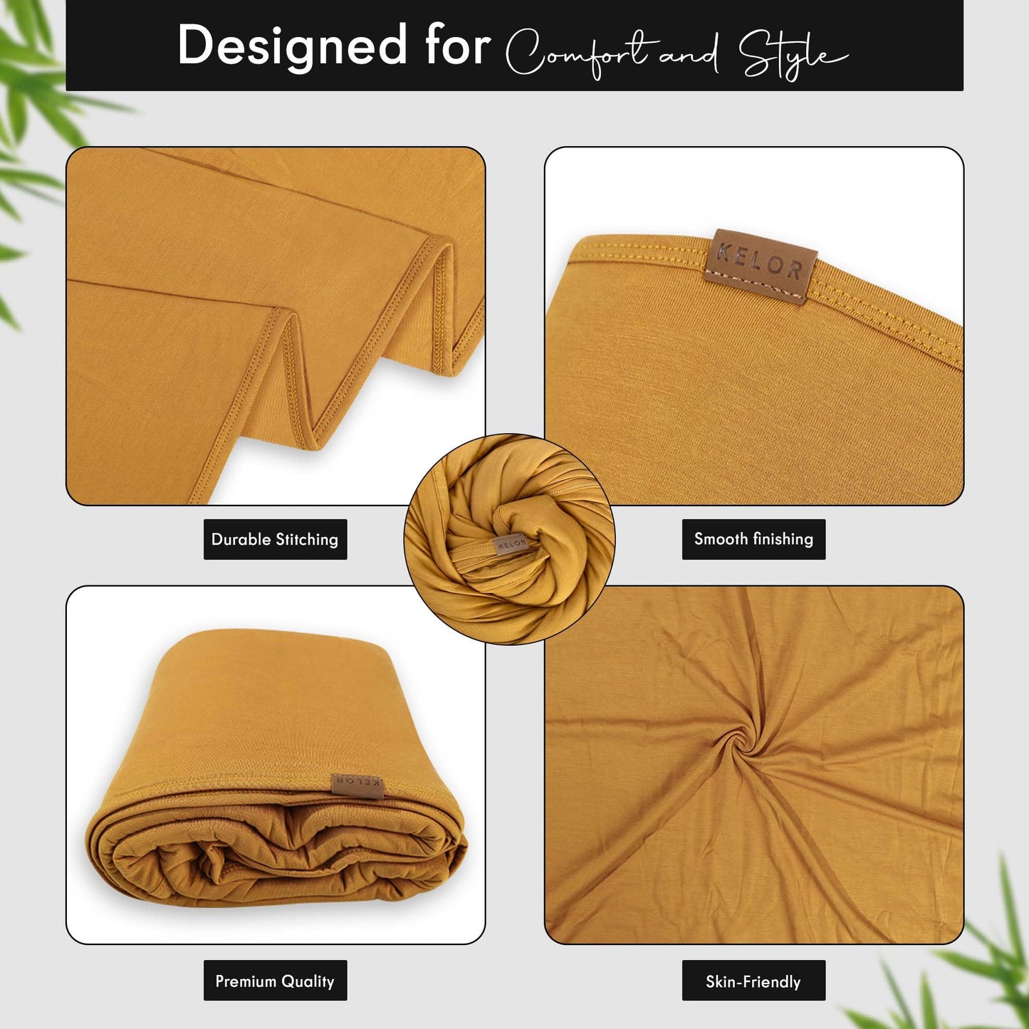 K E L O R Luxury Cooling Travel Blanket - Stretchy, Lightweight Soft & Breathable Shawl Wraps for Women | Easy-Care, Perfect for Travel, Airplane Blanket or Women Shawl(Golden, Single-Sided)