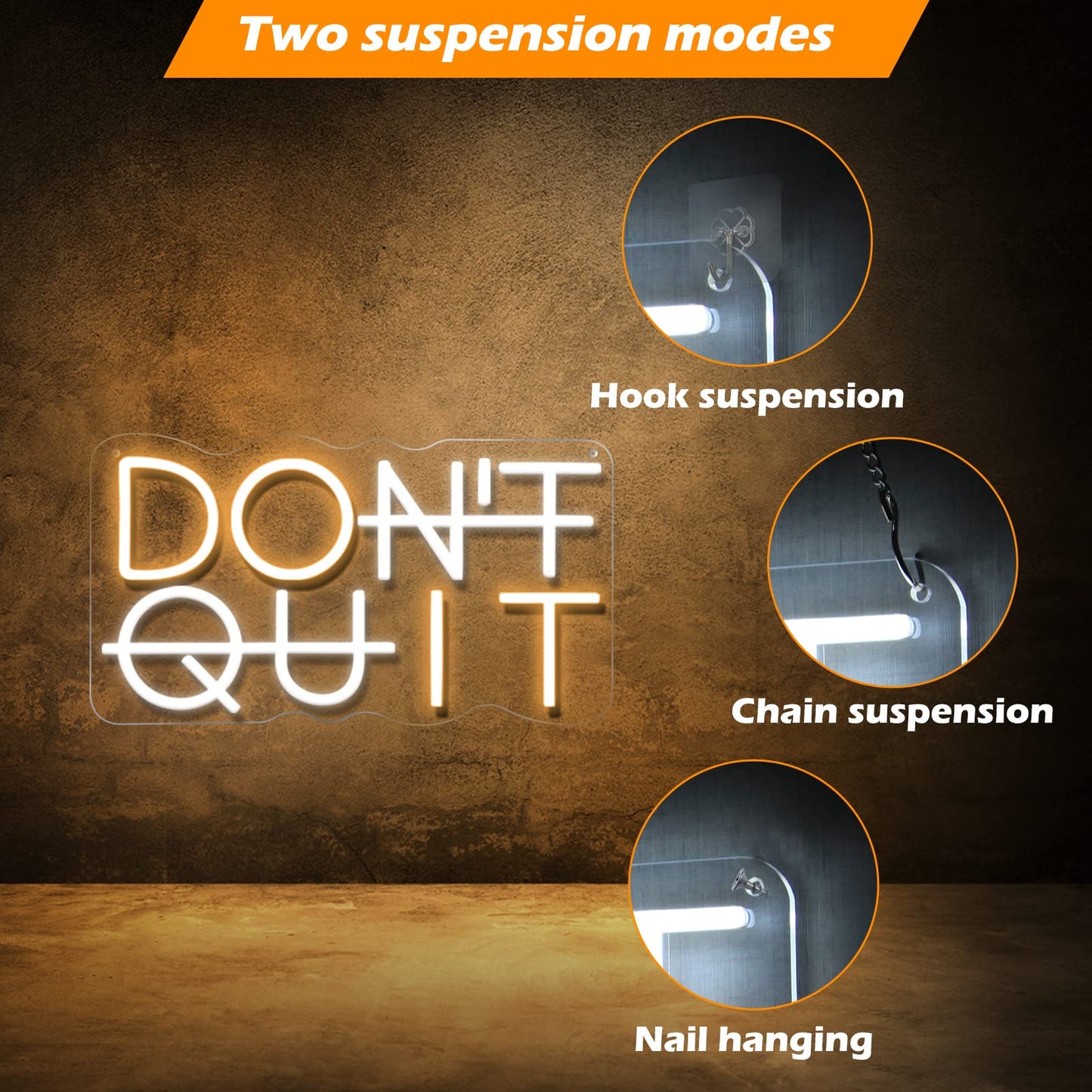 Don't Quit LED Neon Sign for Wall Decor, DO IT Neon Lights Party Decorations, USB Powered Switch Neon Lights lighting adjustable for Office Room, Gym Room, Man Cave, Gamer Room