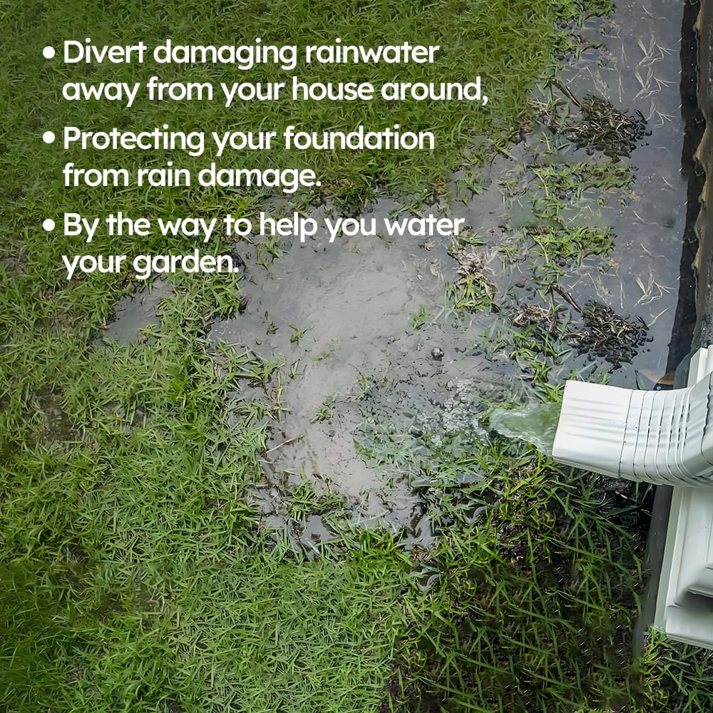 Gutter Downspout Extensions Big Kit, Catch Basin + 2pcs Pipes, Low Profile Downspout Extender - Each Flexible Pipe is 8.2ft - can be Connected into a Whole. Protect Foundation.(Black)