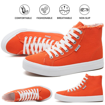 hash bubbie Women's Canvas High top Sneakers Classic Fashion High Tops Canvas Shoes Casual Tennis Shoes for Women（Orange.US7.5）