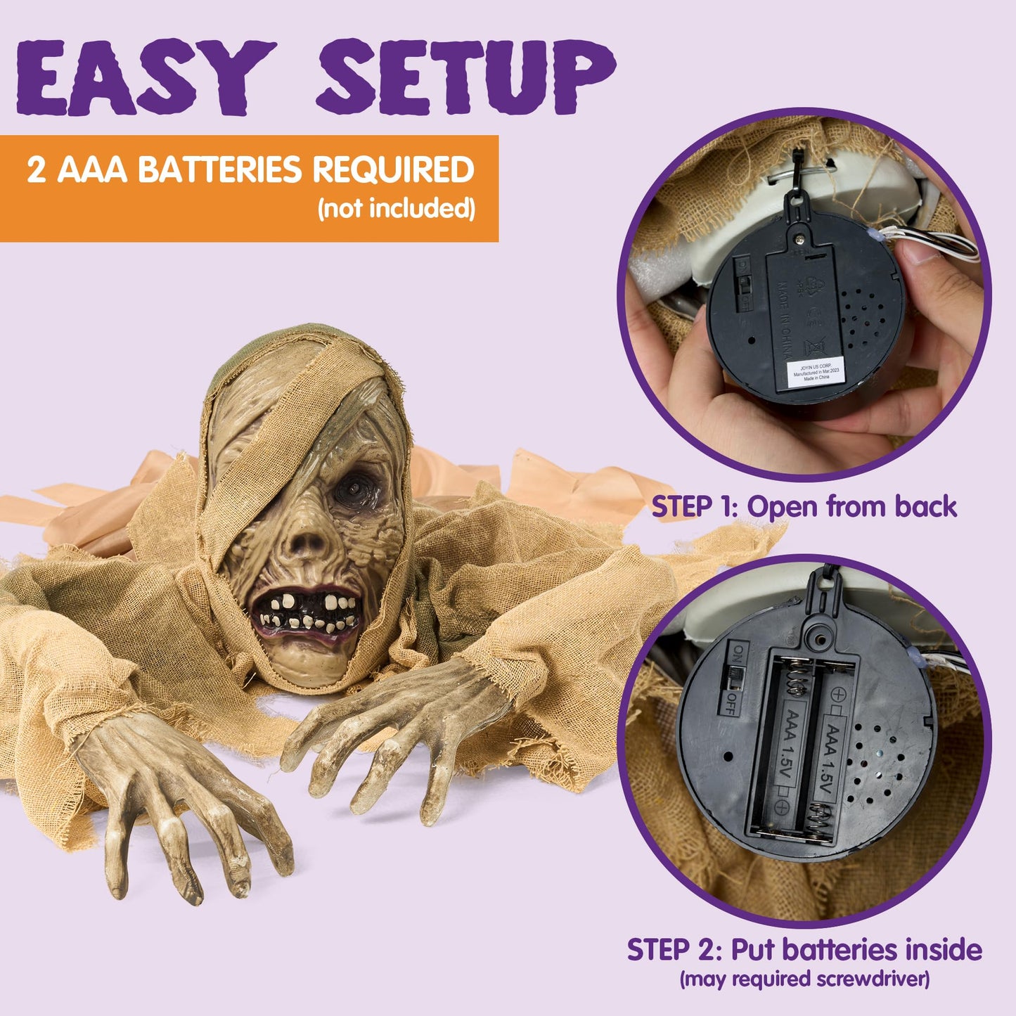 JOYIN Halloween Zombie Groundbreaker Outdoor Decoration, Zombie Groundbreaker with Light-up Eyes and Creepy Sound (Sound Activation) for Halloween Outside, Lawn, Graveyard Decor, Haunted House Props