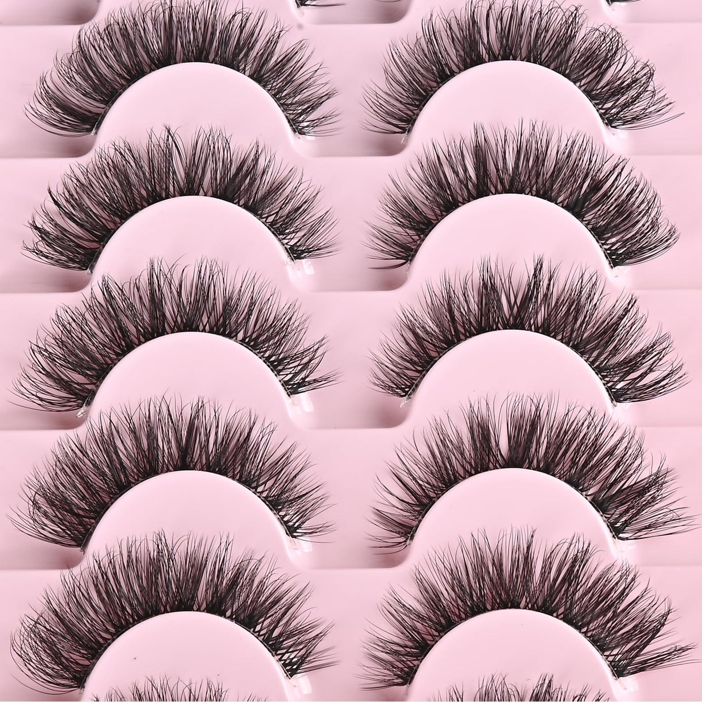 FARRED Cat Eye Lashes Natural Eyelashes Short Wispy Lash Strips Volume Eyelash Cateye Medium Length False Lashes Natural Looking Hybrid Clusters Full Strip Lashes (A1 | 8-14MM)