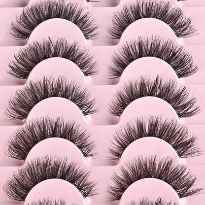 FARRED Cat Eye Lashes Natural Eyelashes Short Wispy Lash Strips Volume Eyelash Cateye Medium Length False Lashes Natural Looking Hybrid Clusters Full Strip Lashes (A1 | 8-14MM)